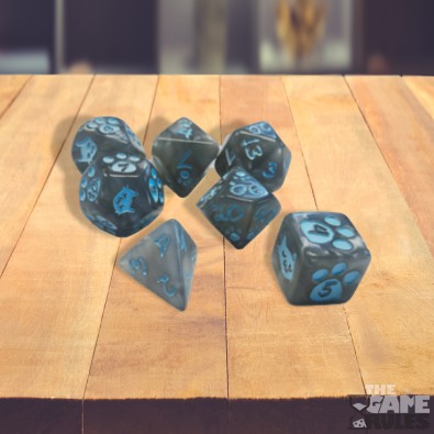 Kitten Polyhedral Dice (7) Gray