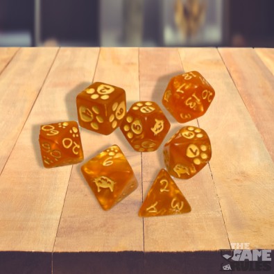 Kitten Polyhedral Dice (7) Orange