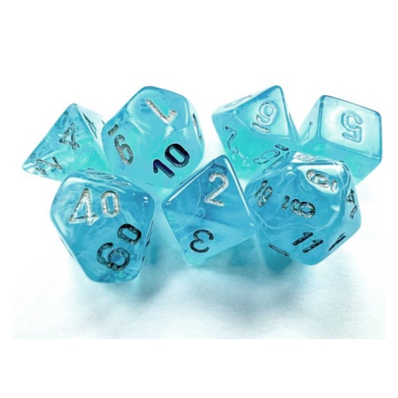 Luminary Mini-Polyhedral Sky/silver 7-Die set