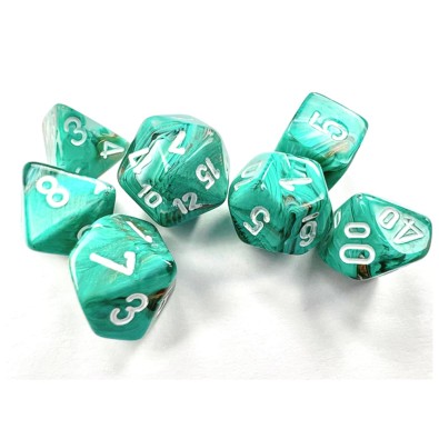 Marble Mini-Polyhedral Oxi-Copper/white 7-Die Set Marble Mini-Polyhedral Oxi-Copper/white 7-Die Set