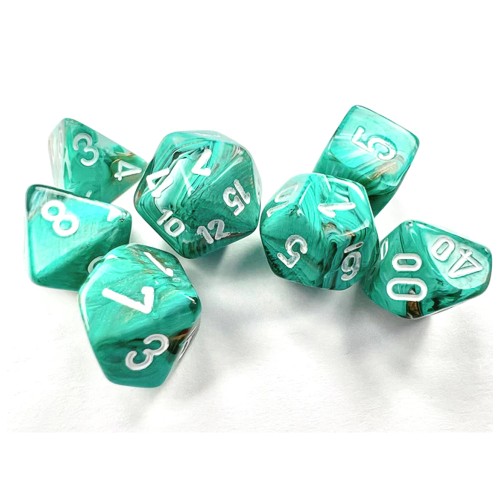 Marble Mini-Polyhedral Oxi-Copper/white 7-Die Set