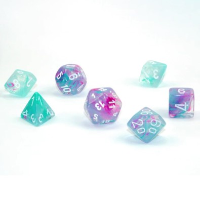 Nebula Mini-Polyhedral Wisteria/white 7-Die set Nebula Mini-Polyhedral Wisteria/white 7-Die set