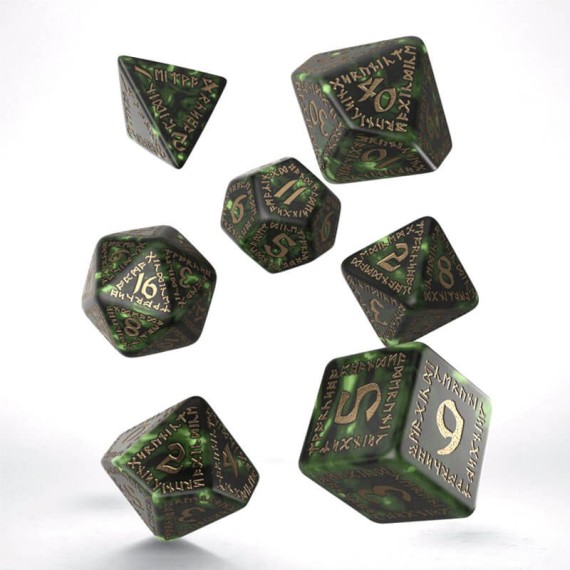 Runic Bottle-Green & Gold Dice Set (7)