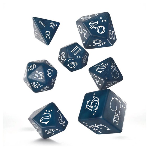 Shimmering Llama Dice Set (Glittering dark blue & white)