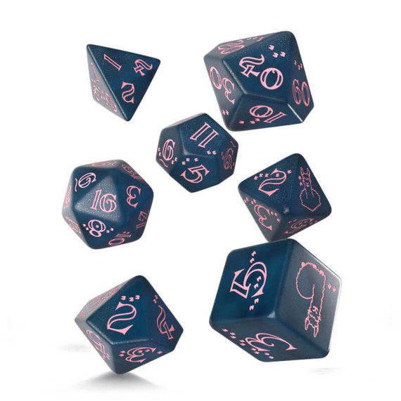 Sparkling Llama Dice Set (Glittering dark blue & pink)