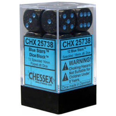 Speckled Dice Set 16mm d6 - Blue Stars x12