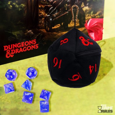 UP: D20 Plush Dice Bag - Black & Red