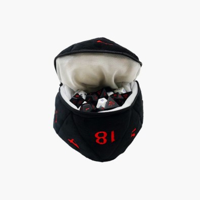 UP: D20 Plush Dice Bag - Black & Red