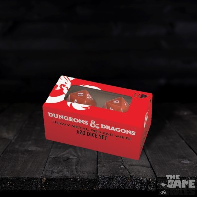 Heavy Metal Red and White D20 Dice Set for Dungeons & Dragons