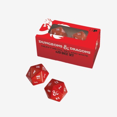 Heavy Metal Red and White D20 Dice Set for Dungeons & Dragons