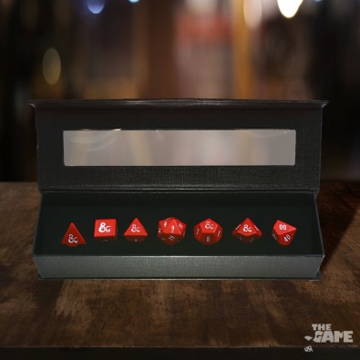 Heavy Metal Red and White RPG Dice Set for Dungeons & Dragons