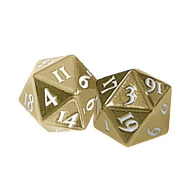 UP - Dice - Heavy Metal D20 2-Dice Set - Gold