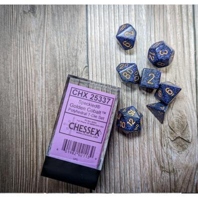 Chessex Speckled Polyhedral 7-Die Set - Golden Cobalt