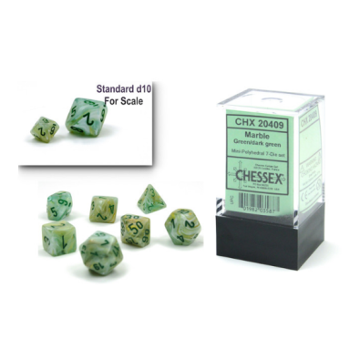 Chessex Marble Mini-Polyhedral Bright Green/Dark 7-Die Set