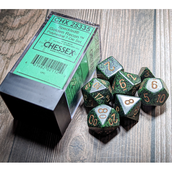 Chessex Speckled Polyhedral 7-Die Set - Golden Recon