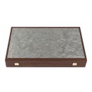 Premium Handcrafted Pearly Grey Vavona Backgammon Set - Luxury Board Game with Oak & Wenge Accents