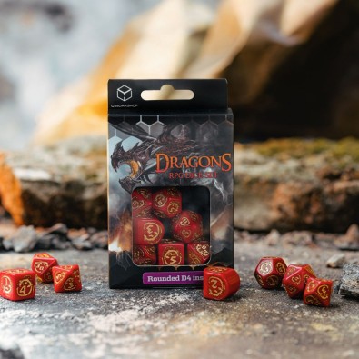 Dragons Modern Dice Set Red & Gold (7)