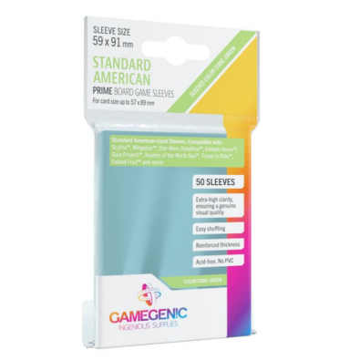 Gamegenic - PRIME Standard Card Game Sleeves 59 x 91 mm - Clear (50 Sleeves)