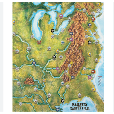 Railways of the Eastern U.S. (2017 Map & Cards)