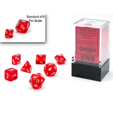 Translucent Red/White Mini Polyhedral 7-Die Set