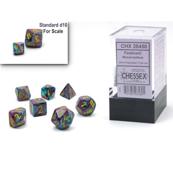 Festive Mosaic/Yellow Mini Polyhedral 7-Die Set