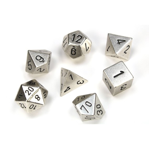 Chessex Specialty Dice Sets - Solid Metal Silver Colour x7