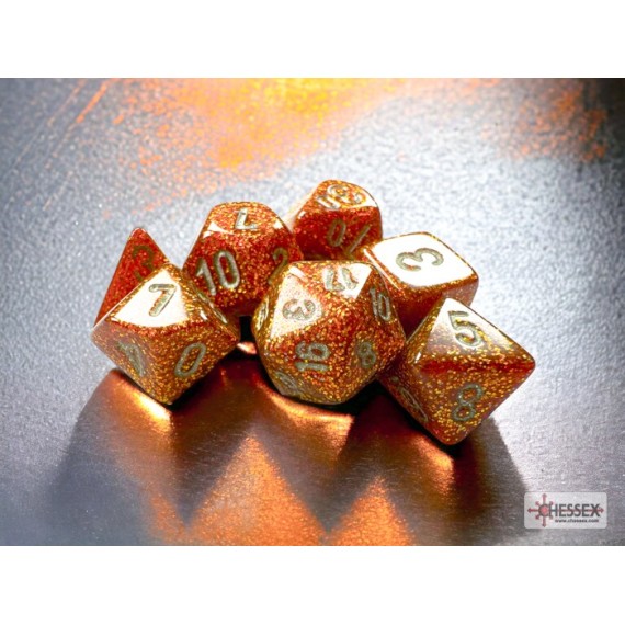 Glitter Gold/Silver Mini Polyhedral 7-Die Set