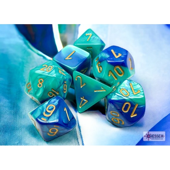 Gemini Blue-Teal/Gold Polyhedral 7-Die Set