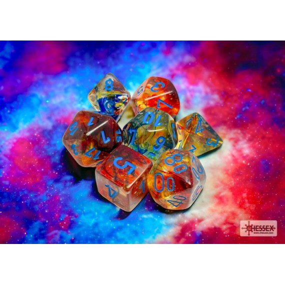 Nebula Luminary Primary/Blue Polyhedral 7-Die Set