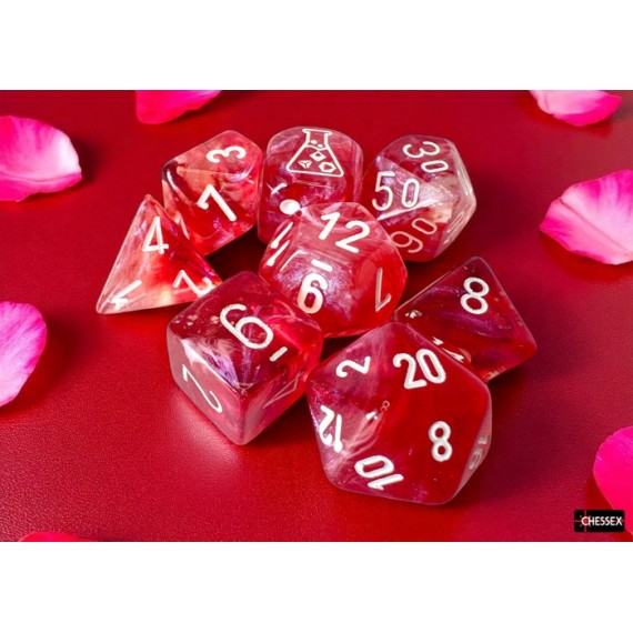 Lab Dice 9 Borealis Passion/White Luminary Polyhedral Set