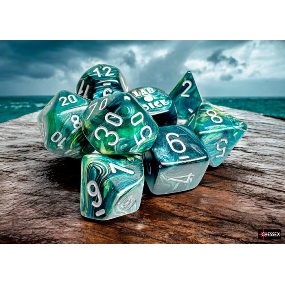 Lab Dice 9 Lustrous Neptune/Grey Polyhedral Set