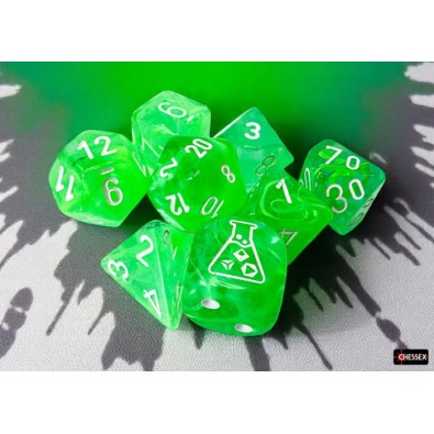Lab Dice 9 Nebula Gelatinous/White Polyhedral Set