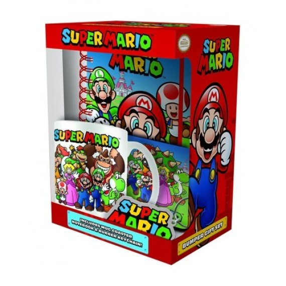 Super Mario Mug, Notebook, Keyring and Coaster Gift Set