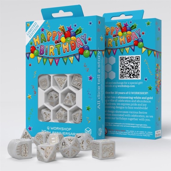 Q Workshop 20 Years: Happy Birthday Dice Set (8)