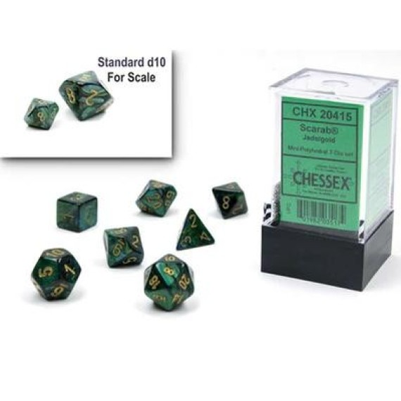 Scarab Jade/Gold Mini Polyhedral 7-Die Set