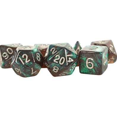 16mm Acrylic Poly Set Stardust Gray with Silver Numbers