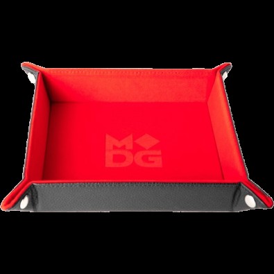 Velvet Folding Dice Tray (10x10): Red with Leather Backing