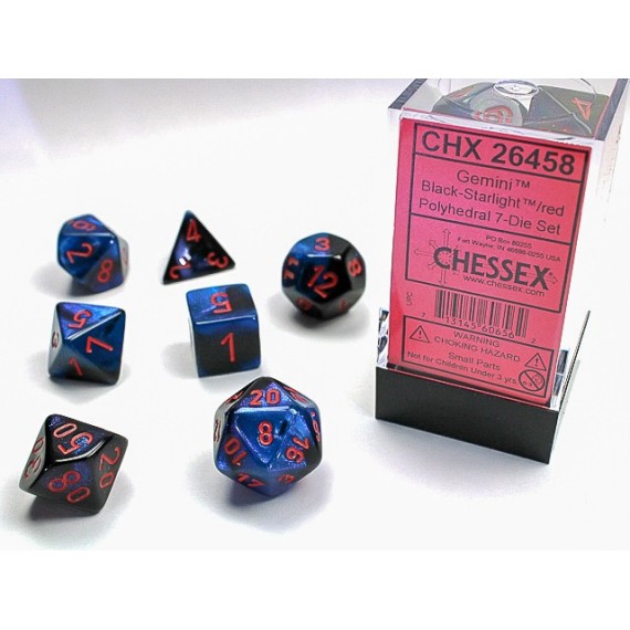 Gemini Black-Starlight/Red Polyhedral 7-Die Set