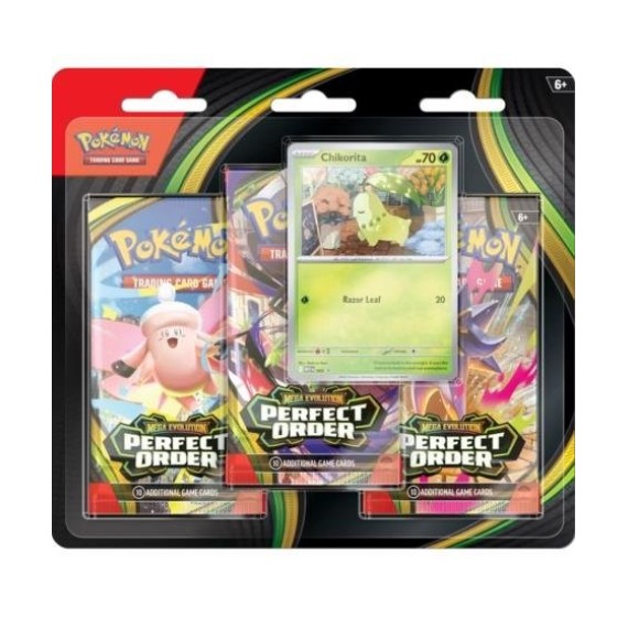 Pokemon TCG Mega Evolution: Perfect Order - Chicorita 3-Booster Blister