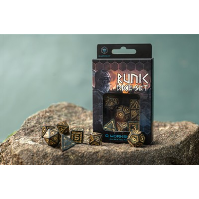 Runic Dice Set: Bottle-Green & Gold