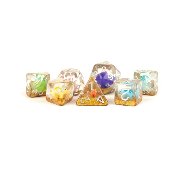 16mm Resin Set Rainbow Dinosaur Dice