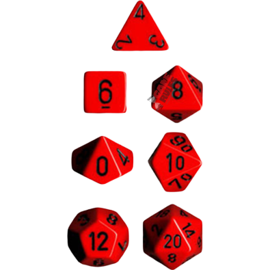 Opaque Dice Set - Red/Black x7