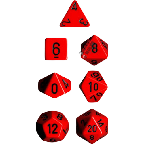 Opaque Dice Set - Red/Black x7