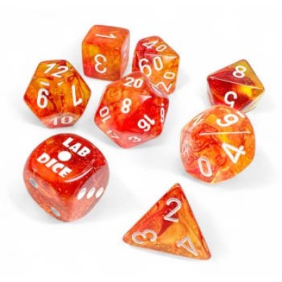 Lab Dice 9 Nebula Molten/White Polyhedral Set