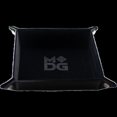 Velvet Folding Dice Tray (10x10): Black with Leather Backing