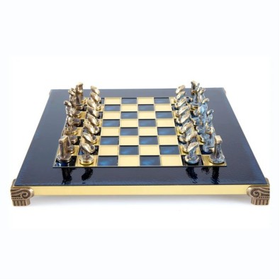Handcrafted Spartan Warrior Chess Set - Gold & Silver Chessmen with Bronze Board (Small) Handcrafted Spartan Warrior Chess Set - Gold & Silver Chessmen with Bronze Board (Small)