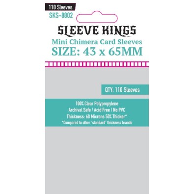 Sleeve Kings Mini Chimera Card Sleeves (43x65mm) - 110 Pack - SKS-8802 Sleeve Kings Mini Chimera Card Sleeves (43x65mm) - 110 Pack - SKS-8802