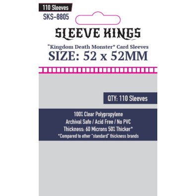 Sleeve Kings "Kingdom Death Monster" Card Sleves (52 X 52mm) -110 Pack - SKS-8805 Sleeve Kings "Kingdom Death Monster" Card Sleves (52 X 52mm) -110 Pack - SKS-8805