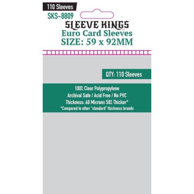Sleeve Kings Euro Card Sleeves (59x92mm) - 110 Pack - SKS-8809 Sleeve Kings Euro Card Sleeves (59x92mm) - 110 Pack - SKS-8809