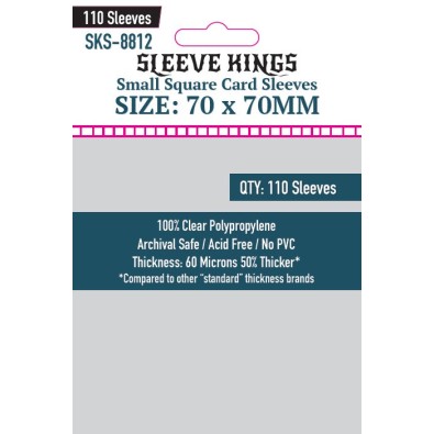 Sleeve Kings Small Square Card Sleeves (70x70m) - 110 Pack - SKS-8812 Sleeve Kings Small Square Card Sleeves (70x70m) - 110 Pack - SKS-8812